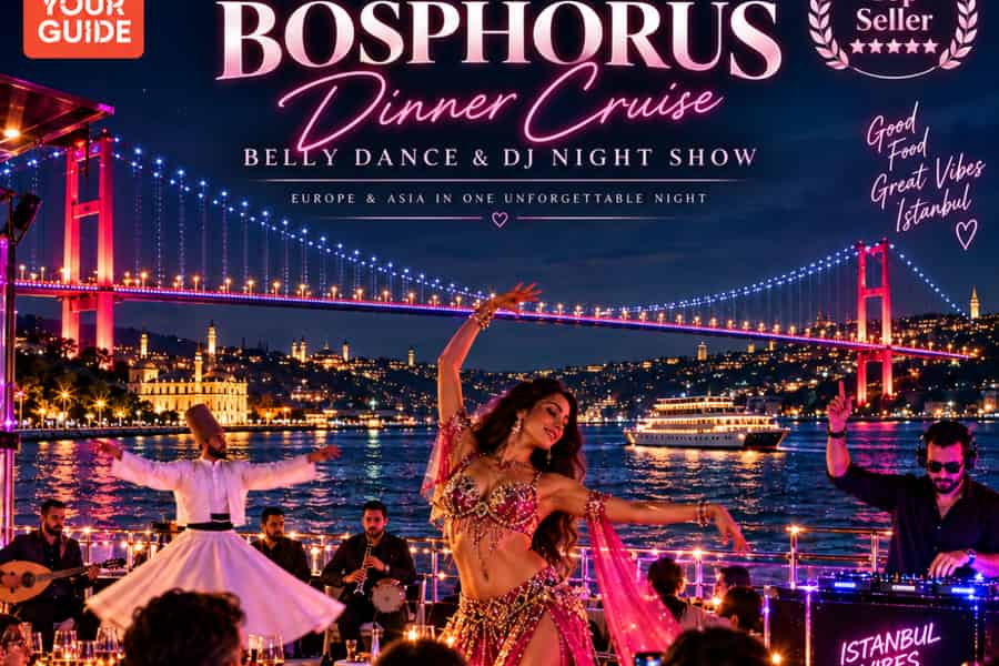 Istanbul: Bosporus-Dinner-Bootsfahrt, türkische Shows & DJ-Party. Foto: GetYourGuide Istanbul: Bosporus-Dinner-Bootsfahrt, türkische Shows & DJ-Party. Foto: GetYourGuide