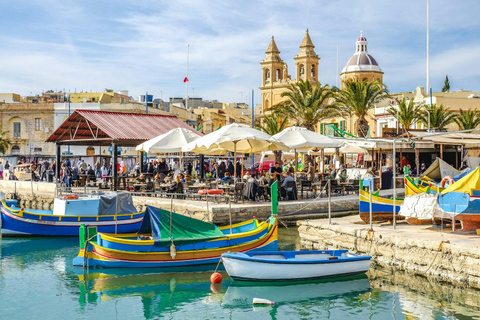 From Sliema: Marsaxlokk Market, St Peter’s Pool & Boat Tour