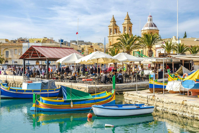 From Sliema: Marsaxlokk Market, St Peter’s Pool & Boat Tour
