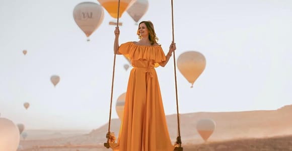 Cappadocia: Hot Air Balloon Swing Photoshoot with Pickup
