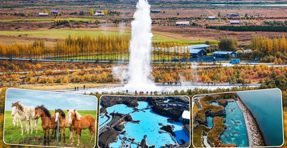 From Reykjavik: Golden Circle, Horses & Blue or Sky Lagoon