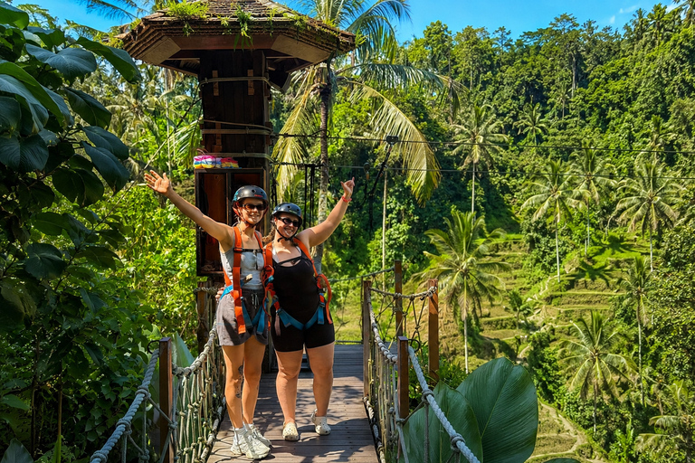 Ubud: Zipline Adventure Above Rice Terraces with Tour Guide Car Round Transfer No Ticket