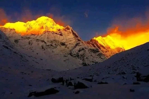 Pkr/Katmandou : Trek de 5 jours au camp de base de l'Annapurna et aux sources chaudesAu départ de Katmandou : trek ABC de 5 jours avec billets d'avion aller simple