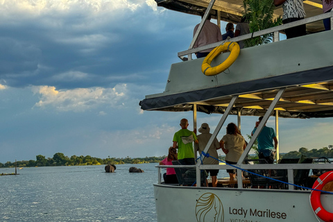 Riversong Zonsondergang Luxe Zambezi CruiseLuxe optie bij zonsondergang