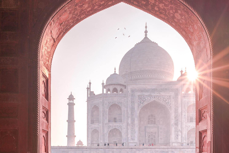 Depuis Delhi : visite privée du Tajmahal Sunrise et d&#039;Agra en voitureseulement voiture ac avec chauffeur et visite guidée privée en direct seulement