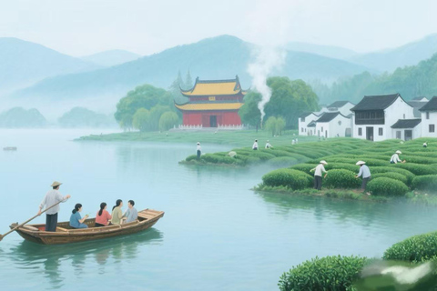 هانغتشو: جولة بالقارب في البحيرة الغربية، وقرية الشاي، والمعبد