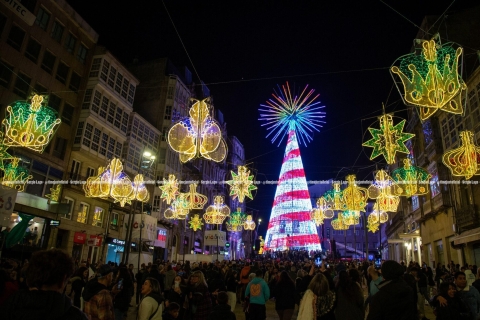 Tour zur Weihnachtsbeleuchtung von Vigo und Pontevedra inklusive BootExcursión luces navideñas de Vigo con visita a Pontevedra