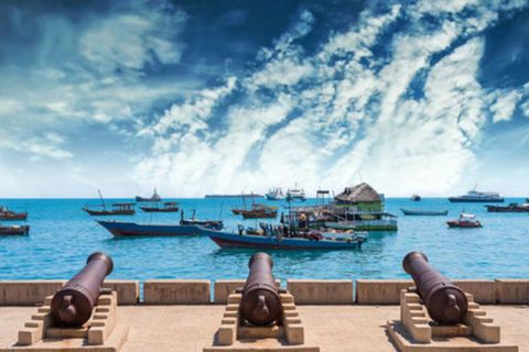 桑给巴尔：监狱岛、石头城和日落阿拉伯独桅帆船巡航在此选项中，从石头城接人