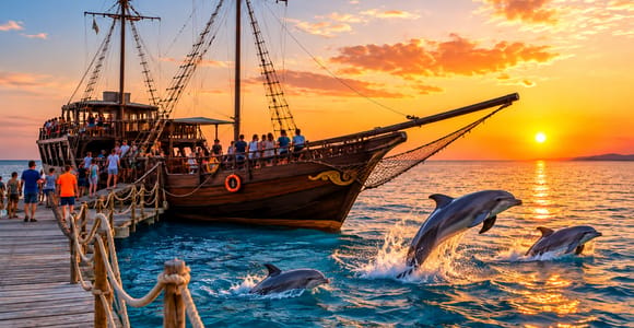 From Djerba: Pirate Boat Trip to See Dolphins and Flamingos