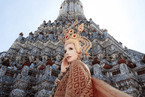 Thai Costume Photoshoot Wat Arun/Wat Pho Option & Boat Trip 1Day ThaiCostume+2hr photographer Wat Arun+Wat Pho+Boat Trip