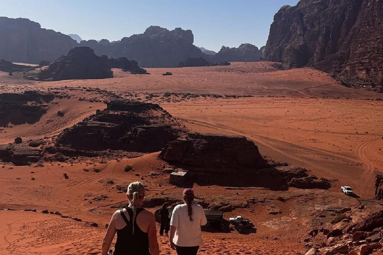 overnight: sleep under the stars in the cave in Wadi Rum Protected Area Caml tour