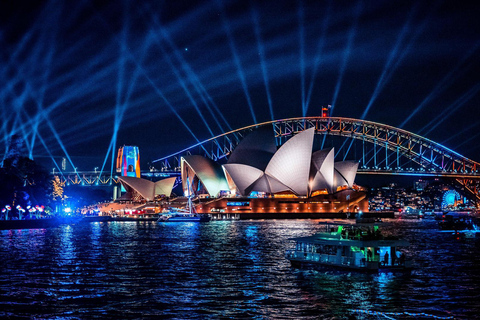 Sydney - kryssning VIVID Lights Cruise med snittar och mousserande vin