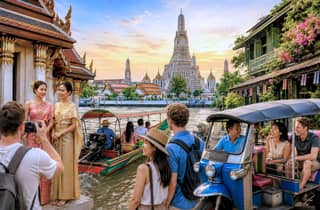 Bangkok: Wat Arun, Thai-Kostüm, Kanäle und Tuk-Tuk-Abenteuer