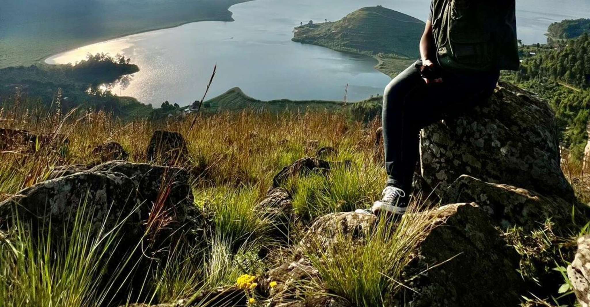 Guided Nature walk-Aerial view of Lake Mutanda Islands - Housity