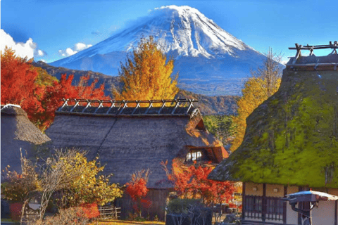 Wycieczka na górę Fuji: jezioro Kawaguchi, świątynia, wioska uzdrowiskowa i pagoda8:30 Wyjazd ze stacji Shinjuku — bez lunchu