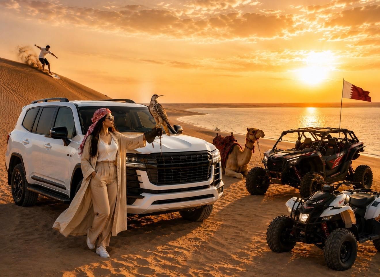 Doha: ATV, Quad/Buggy Dünenbashing, Kamelreiten, Sandboarding