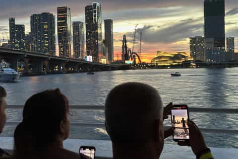 Sunset boat cruise on Biscayne Bay with Millionaire homes