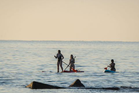 Barcelona: Sunset Paddleboarding ervaring met 1 biertje