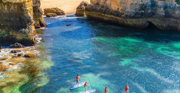 Albufeira: Sea Caves SUP Tour with Free Professional Photos