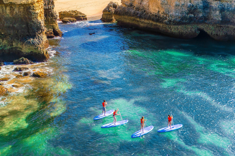 Albufeira: Sea Caves SUP Tour with hidden beach stop Albufeira: CAVE SUP TOUR with free photos and beach stop