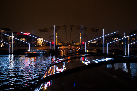 Amsterdam : Croisière du festival des lumières avec boissons illimitéesLa croisière en anglais