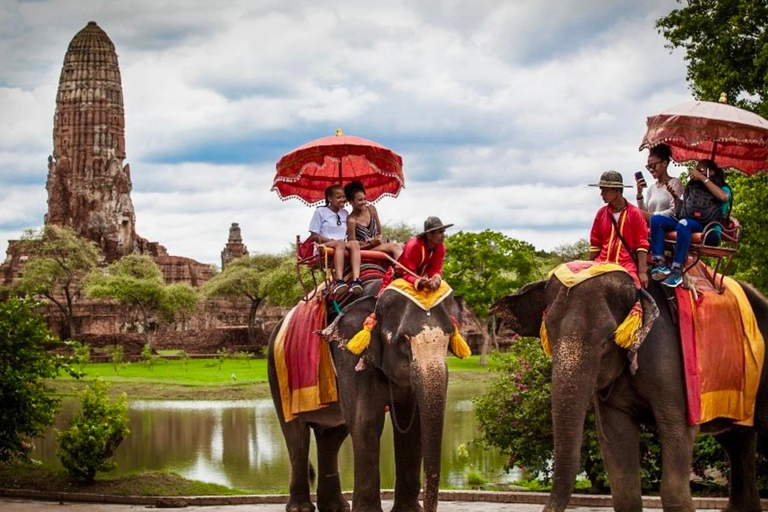 From Bangkok: Private Guided Ayutthaya Day Tour Guide+Ticket/ Wt Mahathat/ Wt PhraSri/ Elephant Vil/ Wt Chai