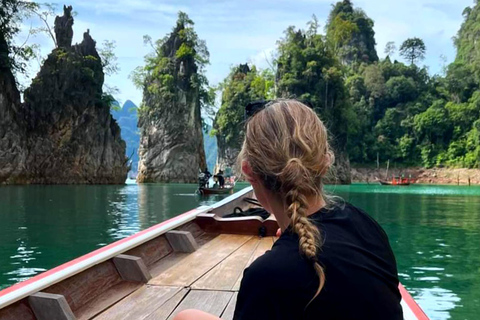 Phuket or Anywhere: Private Boat Cheow Lan Lake>Diamond Cave Option 2: From Krabi with Roundtrip Hotel Transfer