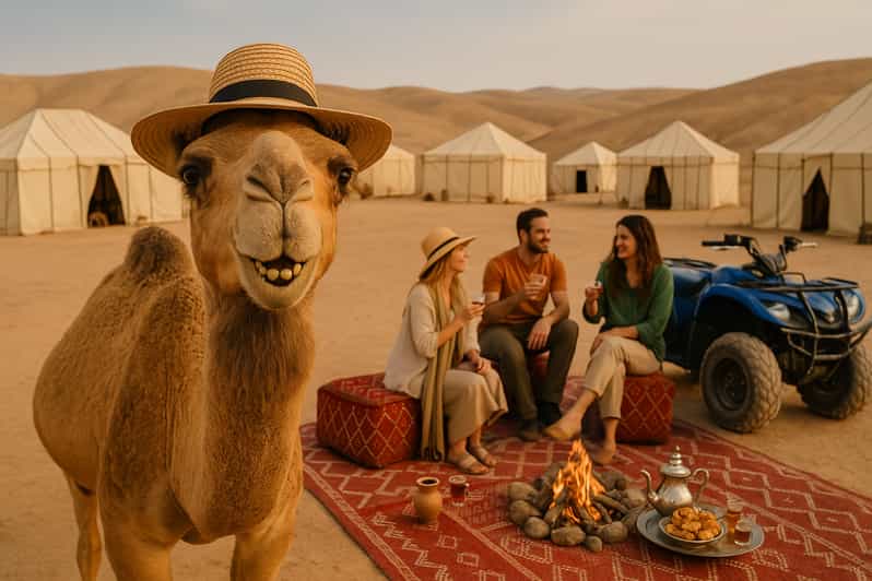 Marrakech : forfait désert d'Agafay, chameau, coucher de soleil et dîner-spectacle - dromadaire