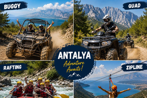 Antalya: Off-Road Jeep Safari, Buggy & Rafting Experience Rafting + Zipline 2in 1