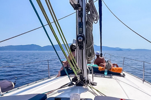 From Skopelos: Relaxed Open-Sail Day with Swimming & SUP Private Sailing Experience