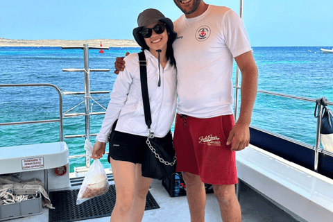 Comino : croisière en bateau vers le lagon bleu, le lagon de cristal et les grottes