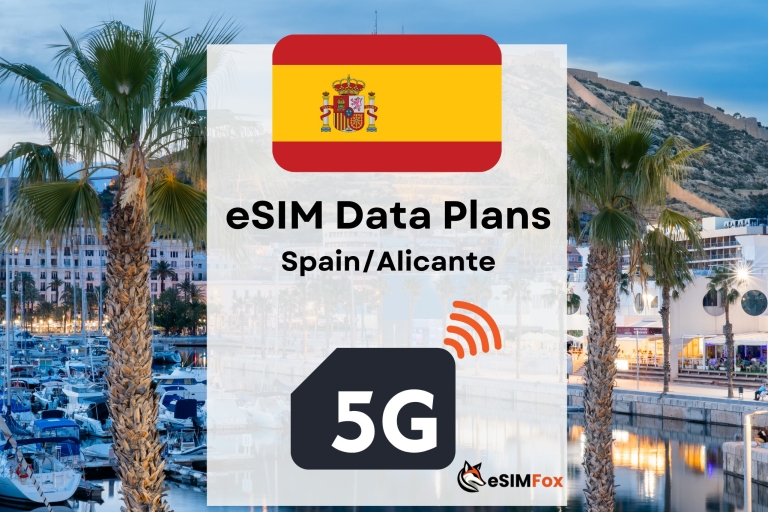 Alicante: eSIM Internet Data Plan for Spain high-speed 5G/4G Alicante 20GB 30Days