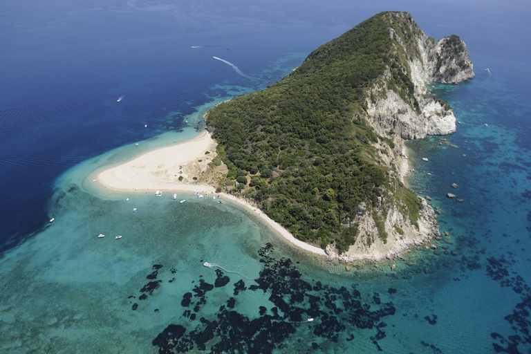 Location de bateau sans permis pour l'île de la Tortue et les grottes de KeriLaganas : 4 heures de location de bateau privé, parc marin et grottes de Keri