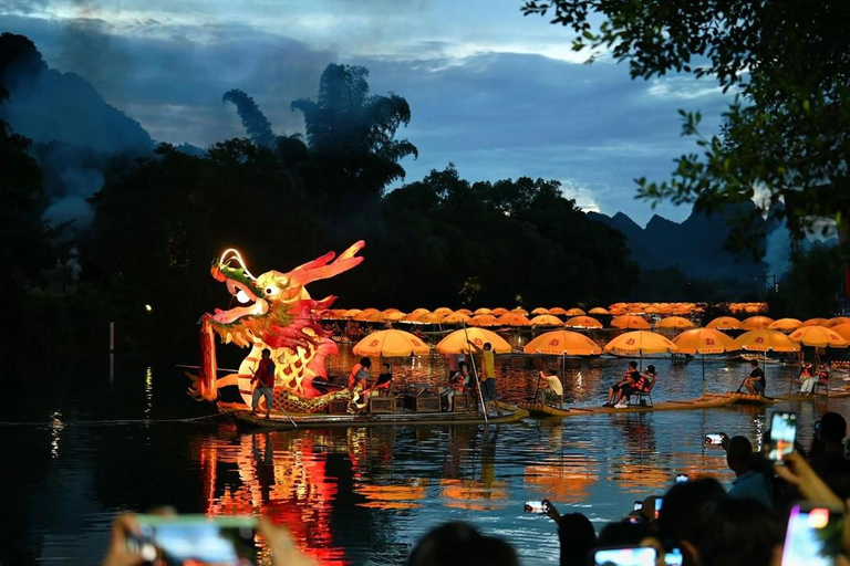 Yangshuo: Yulong River Night Bamboo Rafting Dragon Parade