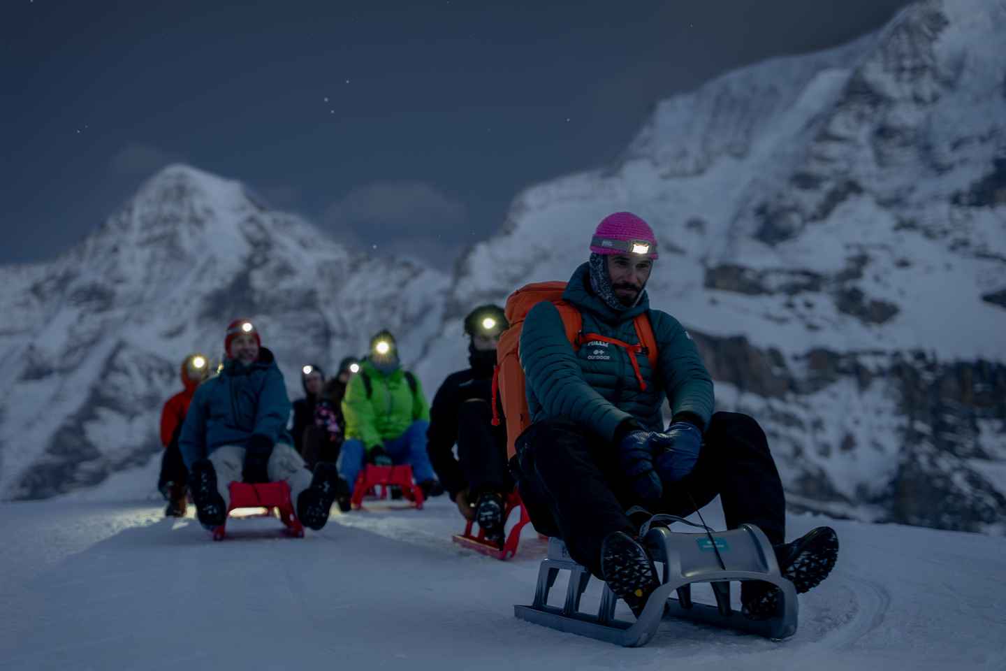 From Interlaken: Night Sledding with Cheese Fondue Dinner