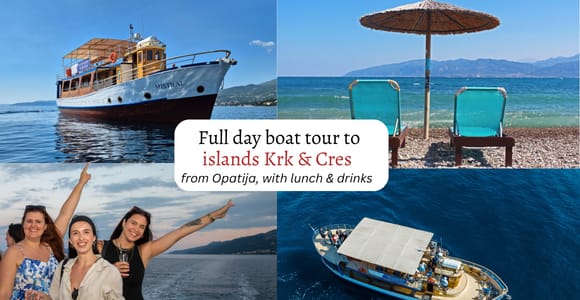 Ab Opatija: Tagestour mit Bootstour zu den Inseln Krk und Cres