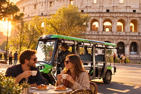 Rome: Sunrise Golf Cart Tour with Italian Breakfast