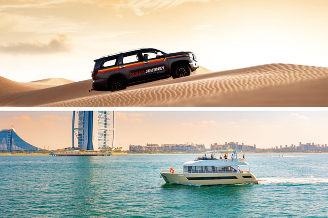 Dubai Waves &amp; Dunes: Luxury Yacht Cruise w/ Red Dunes Safari