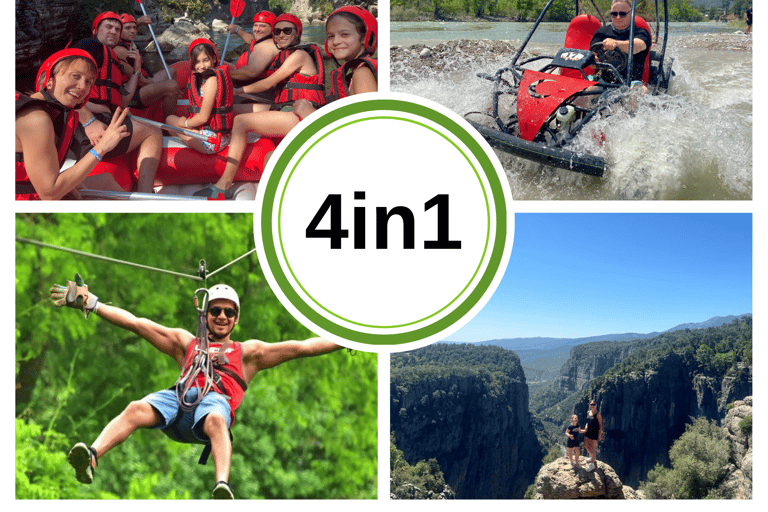 Side/Antalya: Canyon Rafting, Buggy or Quad, &amp; Zipline Tour