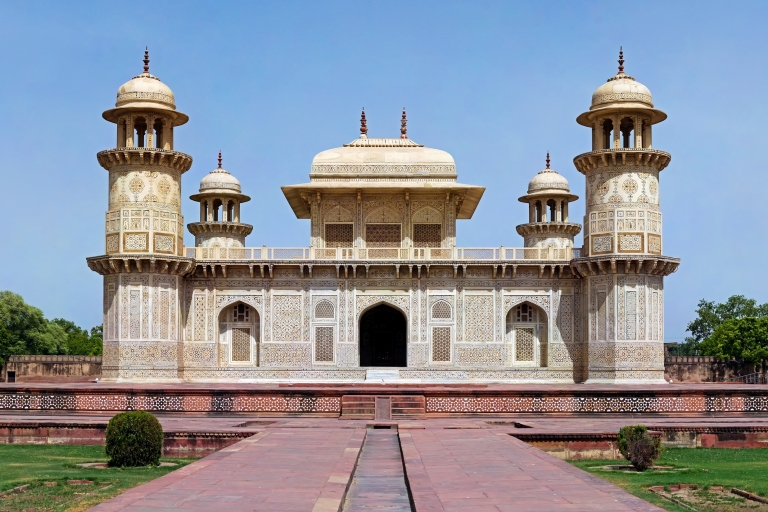 Excursión de un Día a la Puesta de Sol del Taj Mahal, el Fuerte de Agra y Mehtab Bagh