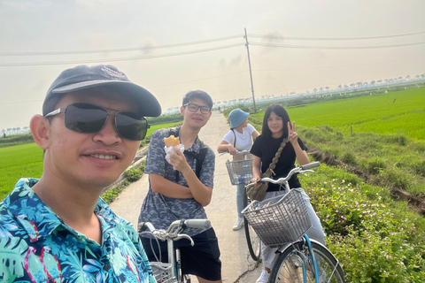 Funny day Biking, Farming, Buffalo riding and Basket boat private tour for solo traveler from Da Nang with transfer