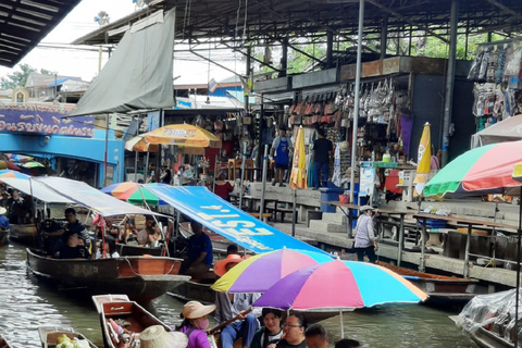 Bangkok: Pływający i kolejowy targ z przejażdżką pociągiem i łodziąWycieczka po Hiszpanii - punkt spotkań Swensen's Khao San