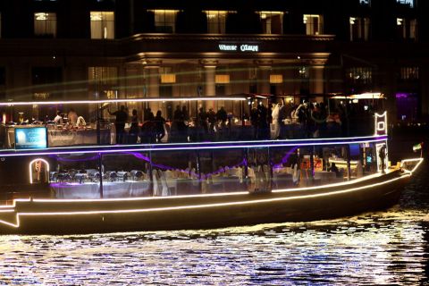 Dubai: Luksus-kanalrundfart med middag og valgfri transport