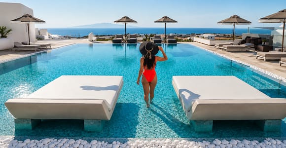 Santorini:Myst Infinity Pool Day Pass with Food & Drink