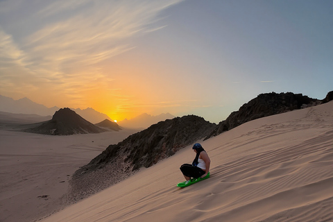 Hurghada: Mount Shaib El Banat Tour with Sandboarding Sand boarding and hiking & camel ride