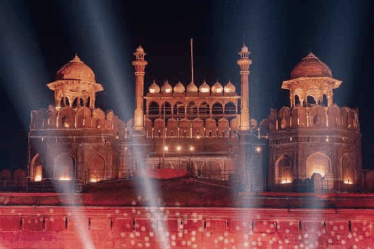 Delhi: Red Fort Light & Sound Show with Private Car & Guide Red Fort Light and Sound Show Ticket+Car+Guide