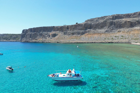 Lindos, Pefkos: Crociera in barca con nuoto e snorkeling tutto inclusoCrociera in barca da Kiotari