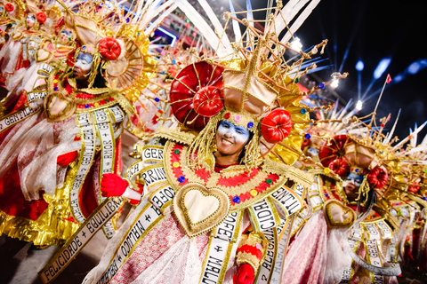 Rio de Janeiro : Défilé avec une école de samba pendant le carnaval.