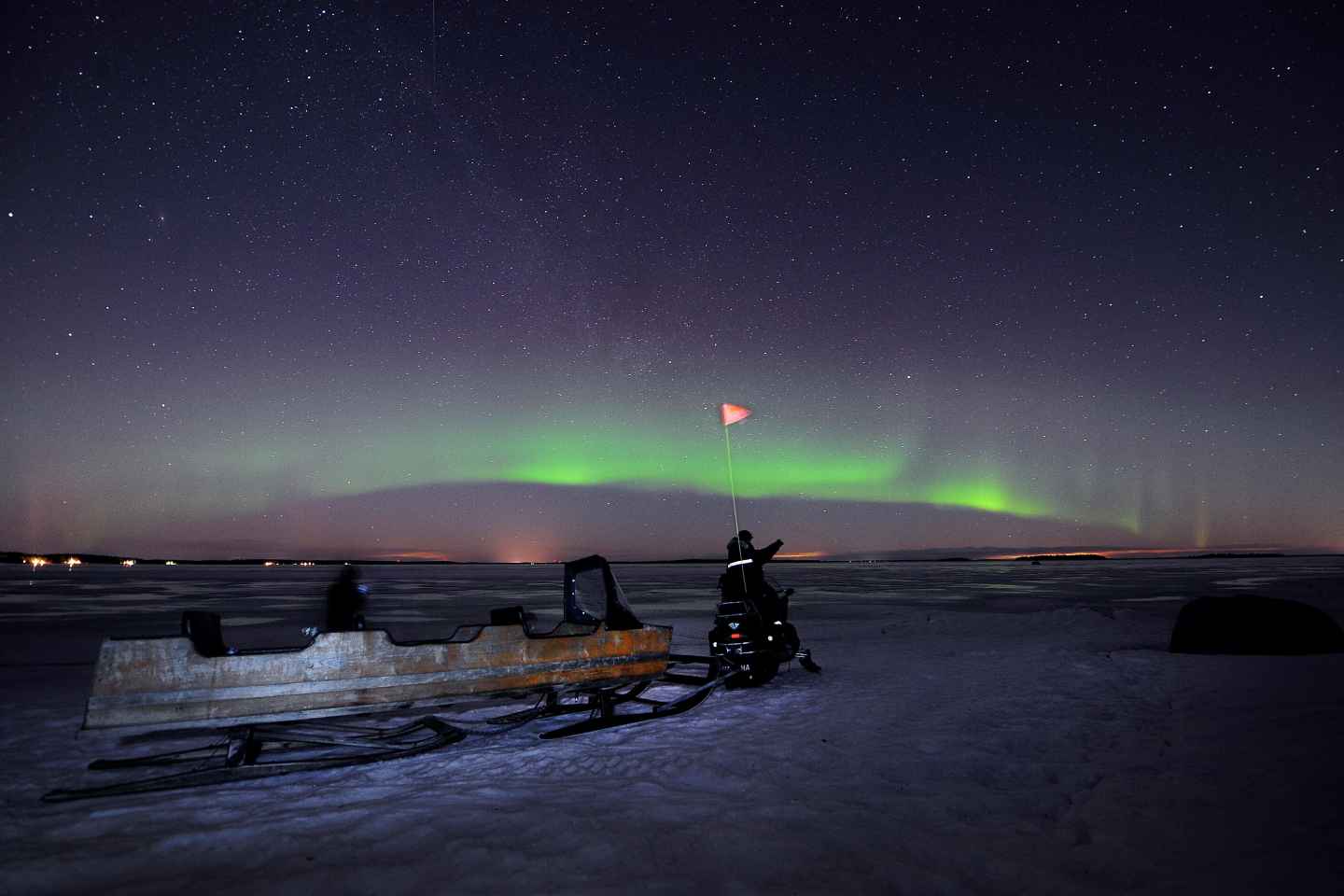 Northern Lights Nature Tour on a Snowmobile drawn Sled