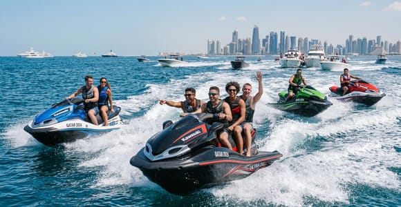 Doha: Speedboat Ride to Safliya Island with Jet Ski
